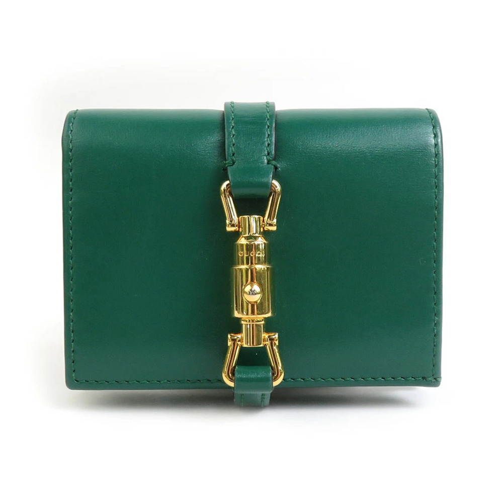 Gucci Bifold Wallet Jackie Leather Green Gold